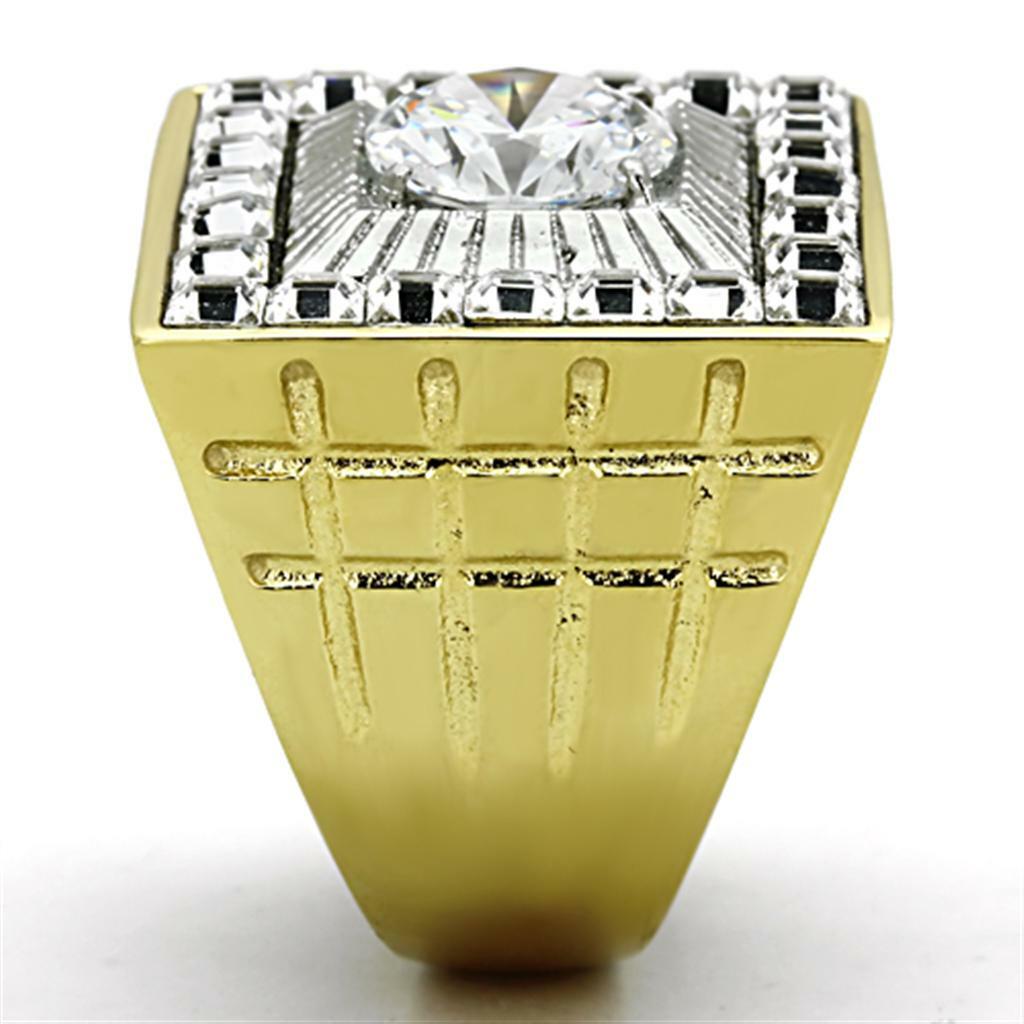 TK1359 - Two-Tone IP Gold (Ion Plating) Stainless Steel Ring with AAA Grade CZ