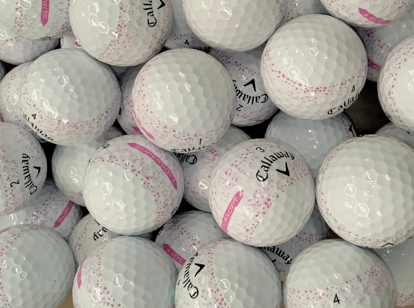 3 Dozen Callaway Supersoft Golf Balls - Pink Splatter - 4A/5A