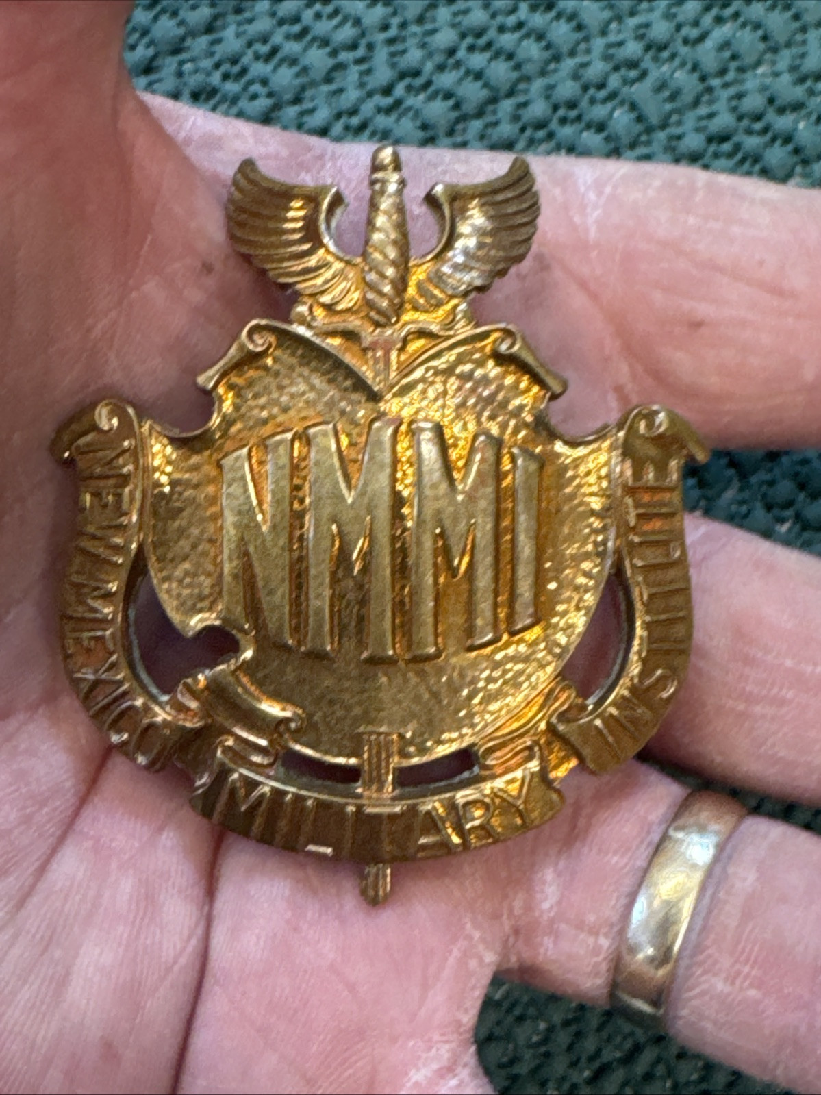 New Mexico Military Institute Hat Cap Badge Insignia Meyer Inc NY Great Patina