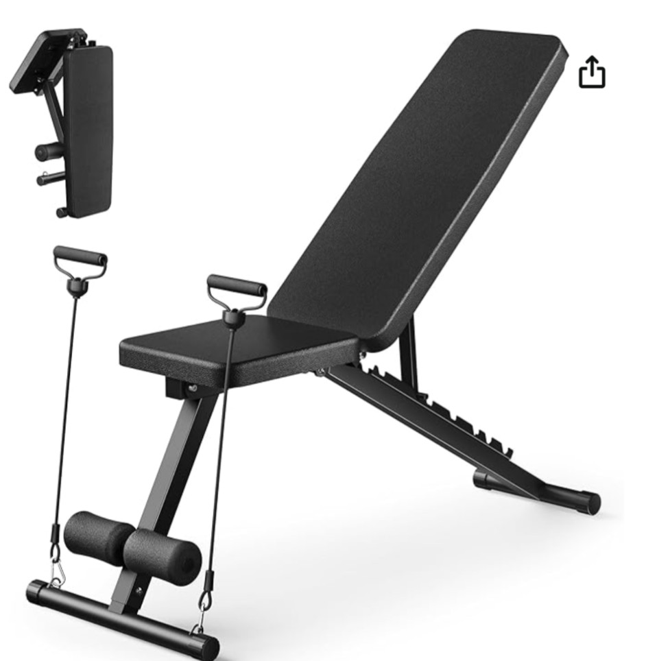 Weight Bench Adjustable Foldable Strength Training Full Body Workout Incline Gym
