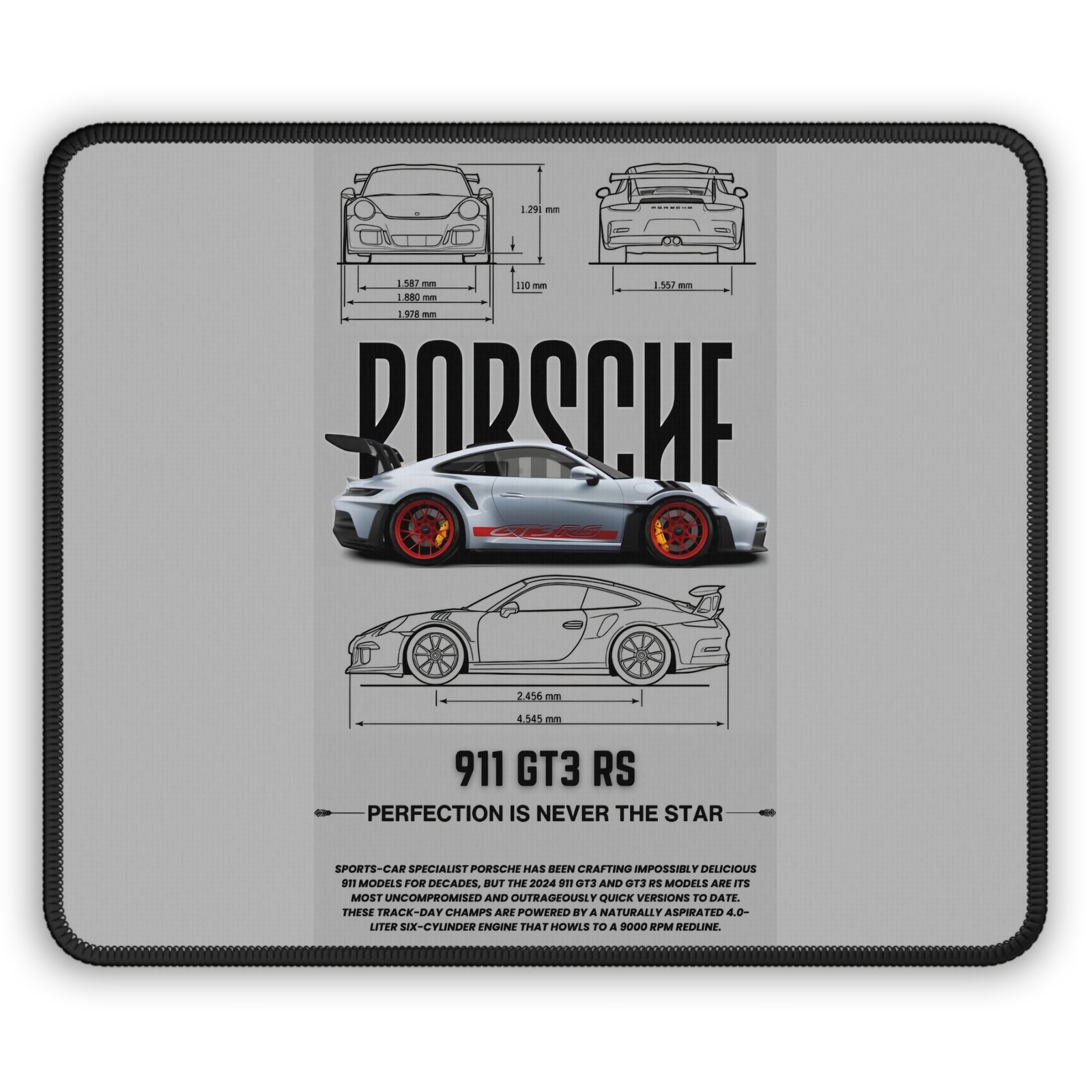 Porsche Car 911 GTR RS Mouse Pad Perfect Gift for Car Enthusiasts, Office Decor