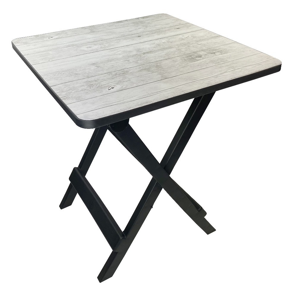 Folding Camping Side Table 19 Inch Portable Outdoor Picnic Table Gray Wood Grain