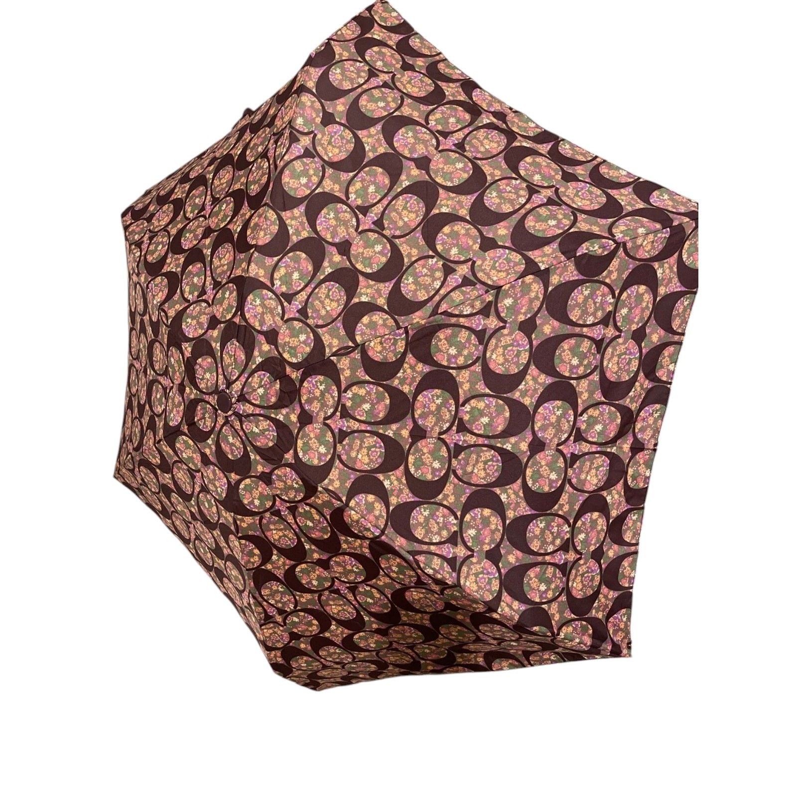 COACH FULL-SIZE UMBRELLA POSEY CLUSTER SILVER BRIGHT MULTI COLOR