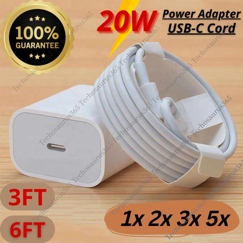 20W USB-C Power Adapter For iPhone 14 13 12 11 8 iPad PD Fast Charger Cable LOT