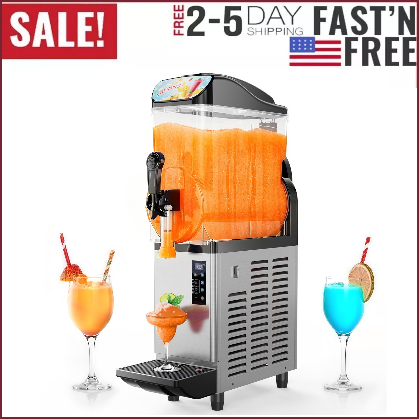 15L Commercial Slushie Machine  Margarita Smoothie Frozen Drink Slushy Maker US