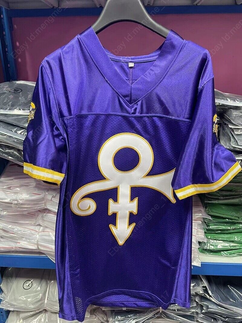 Prince Tribute Rain Minnesota Jersey With Patches Mens Purple Custom Sewn S-4XL
