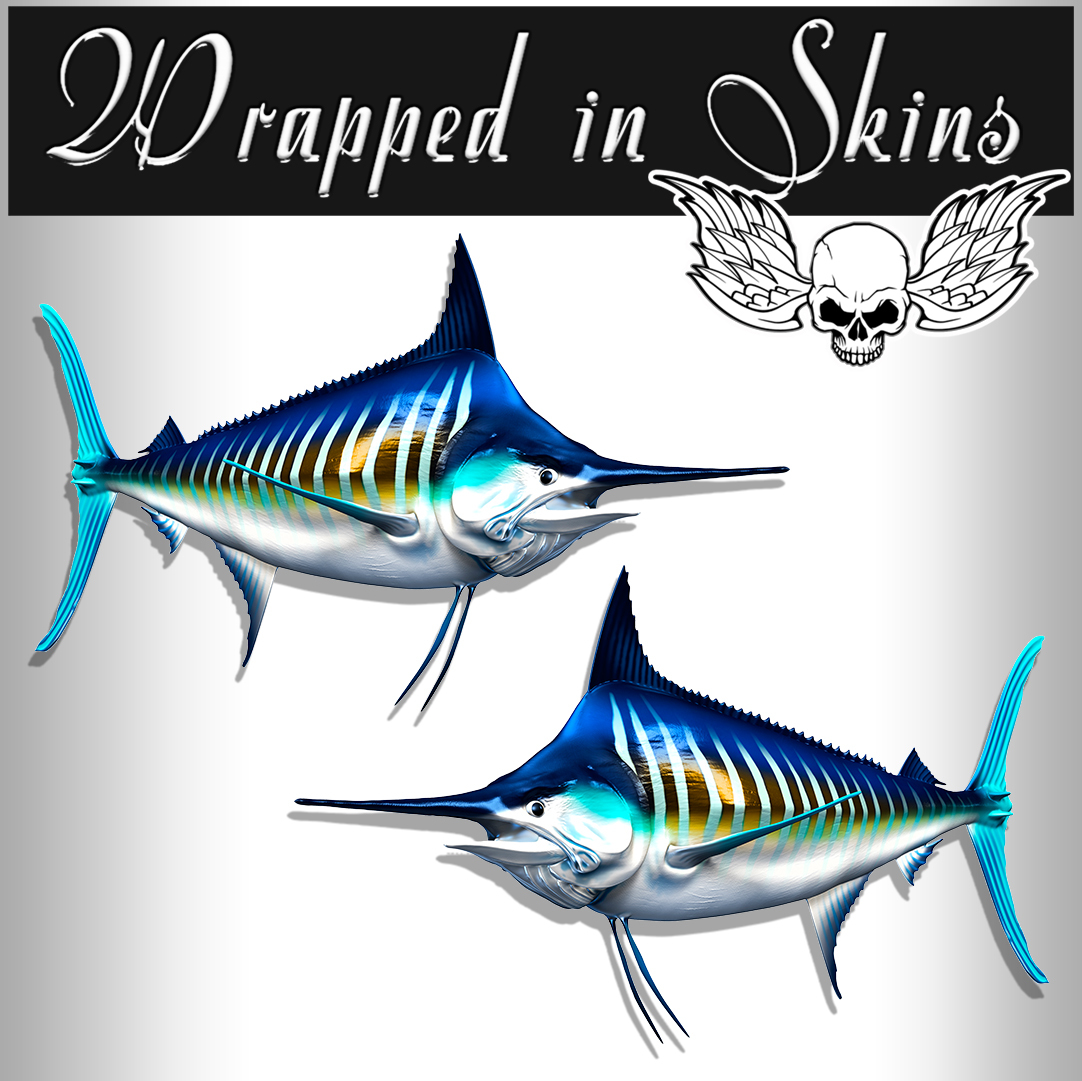 Fish Stickers Striped Marlin Decals Tackle Box RV Fishing Stickers AFP-0070
