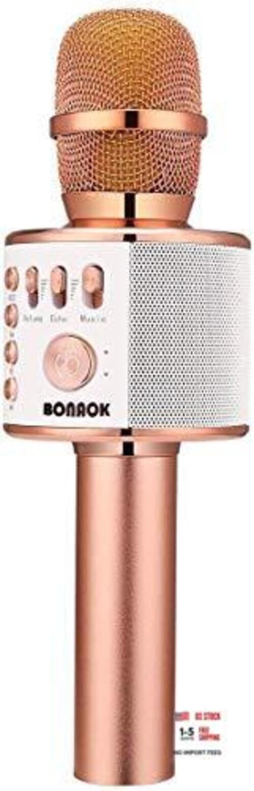 Wireless Bluetooth Karaoke Microphone,3-in-1 Portable Handheld Rose Gold
