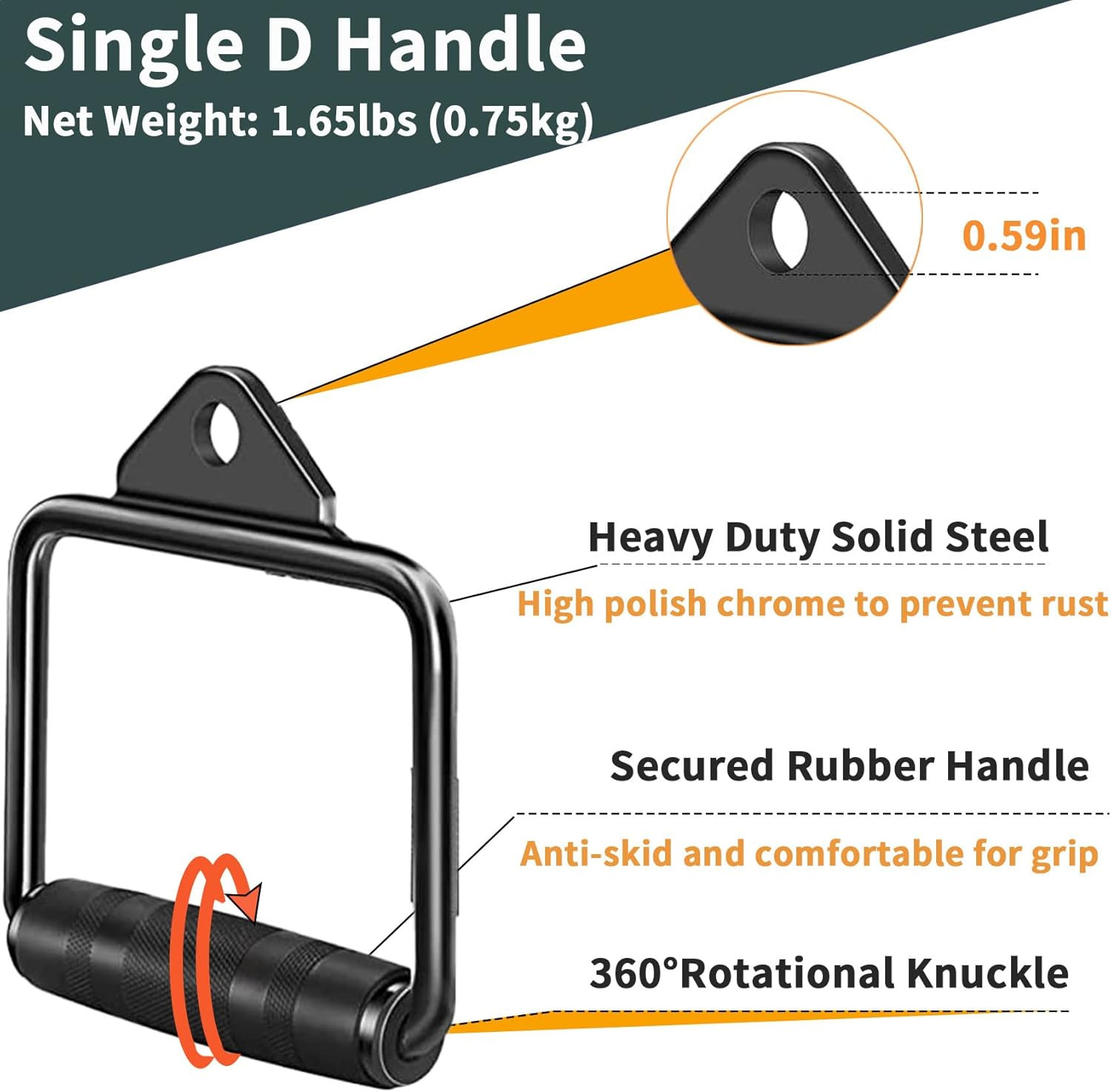Solid Cable Machine Attachment, Cable Attachments for Gym, Gym Cable Attachments