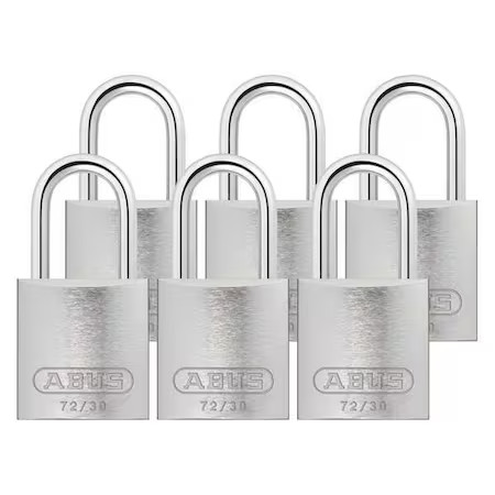Abus 72/30 Ka X 6 Lockout Padlock, Keyed Alike, Aluminum, Silver, 1 In Shackle