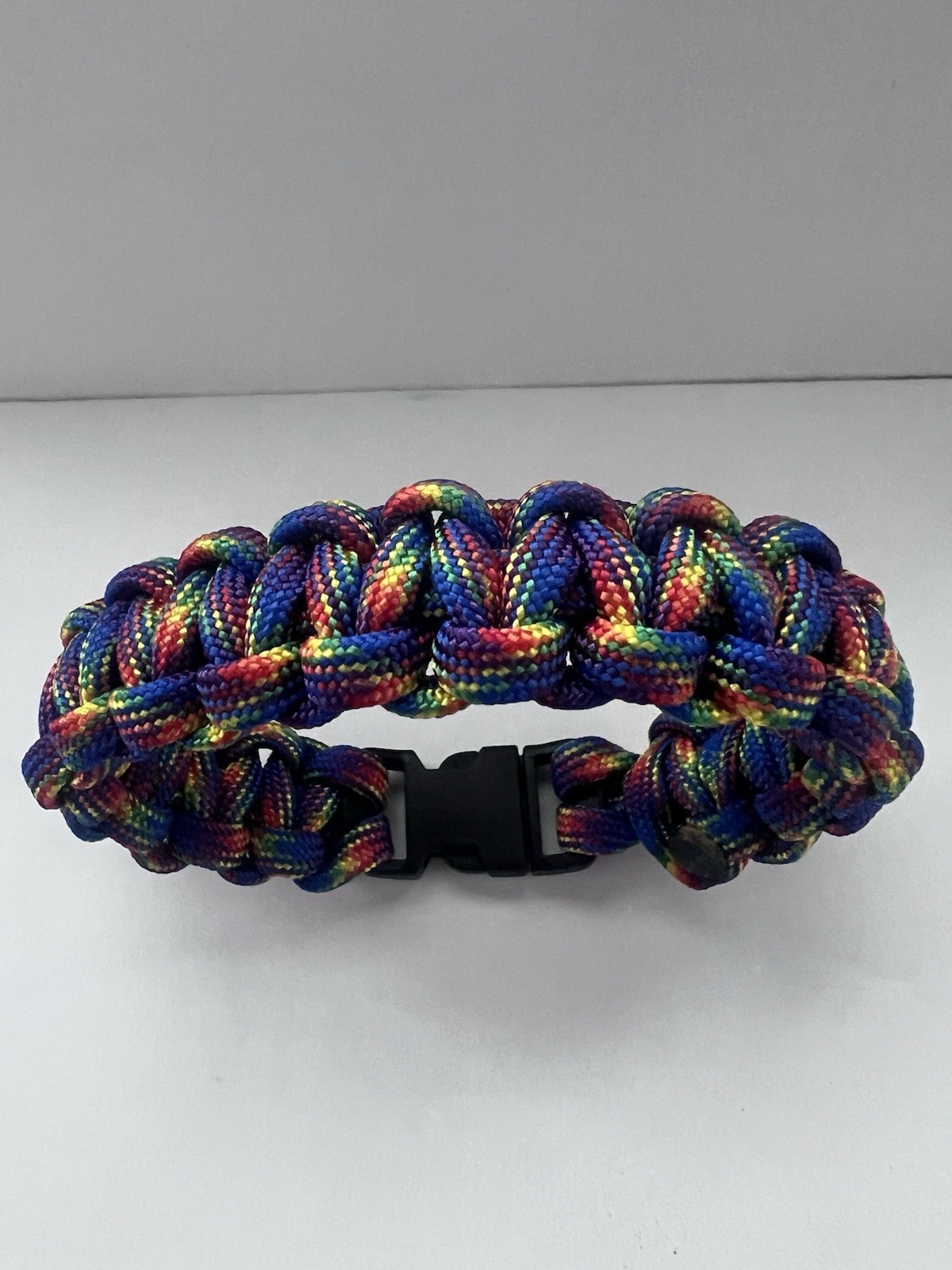 Rainbow Paracord Bracelet With Clasp •  size 10 • Pride Colors • Handmade USA