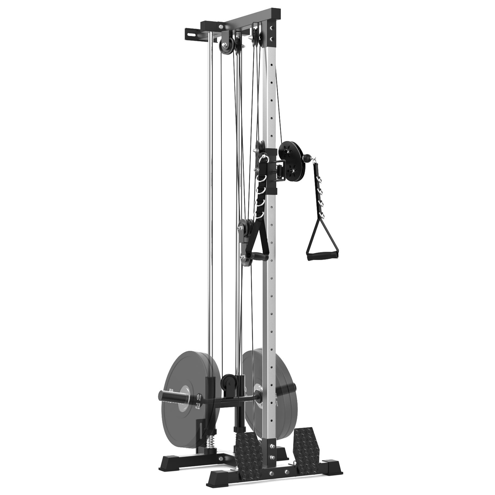 Dual Pulley Cable Machine 20-Position Wall Mount for LAT Pulldown & Row Exercise