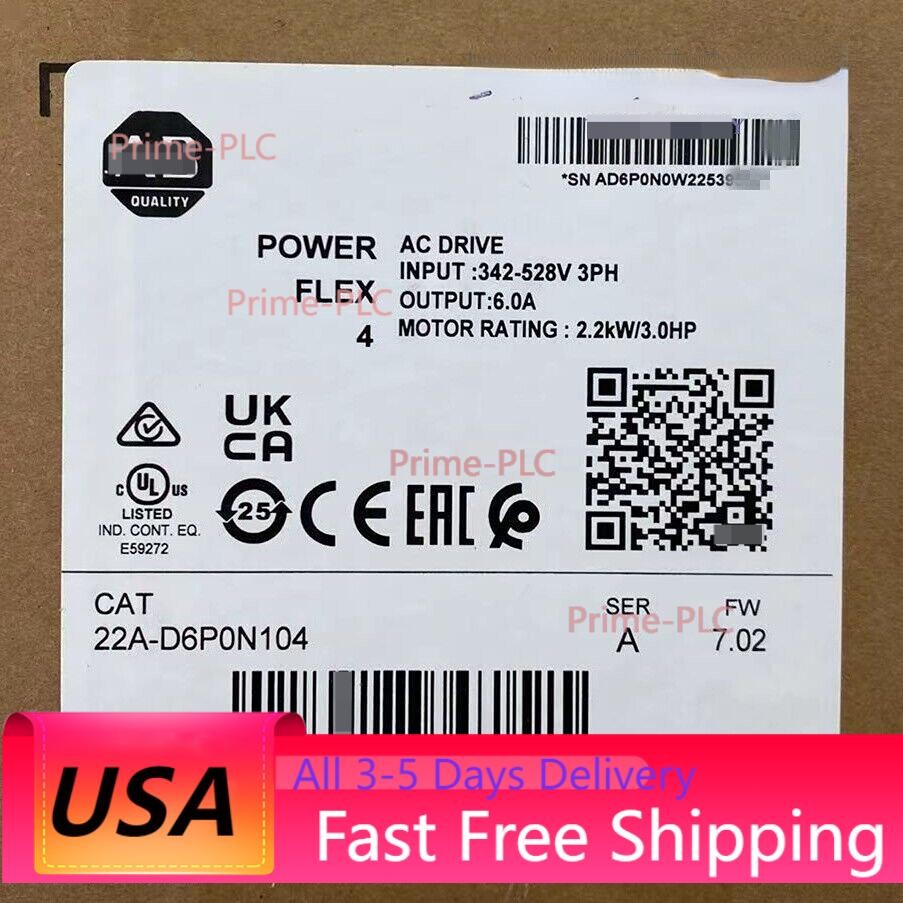 22A-D6P0N104 New Sealed 22A-D6P0N104 PowerFlex 4 2.2 kW 3 Hp AC Drive 1pcs