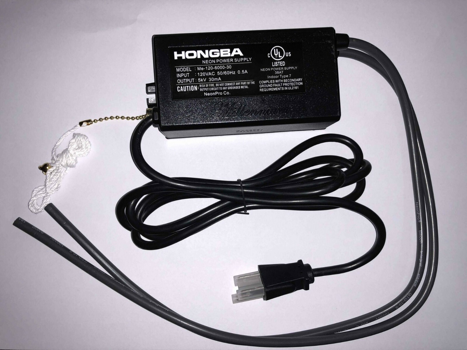 UL Listed 5kV 120VAC 30mA Neon Light Sign Transformer Electronic Power Supply