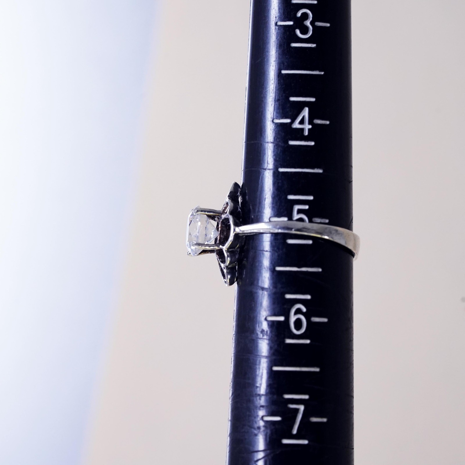 Size 5, vintage Sterling 925 silver Statement ring with cz