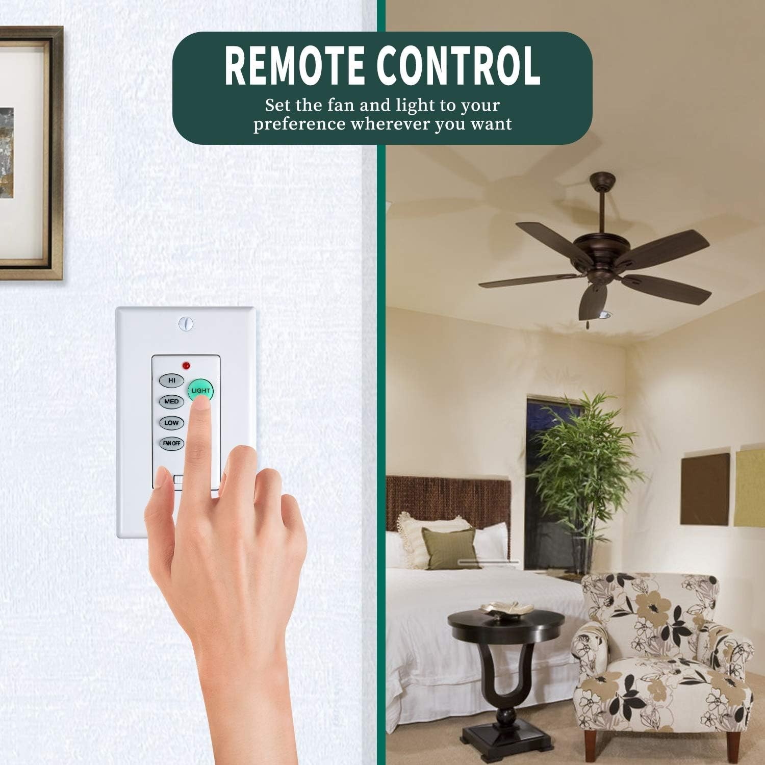 Ceiling Fan Remote Control Wall Switch - White