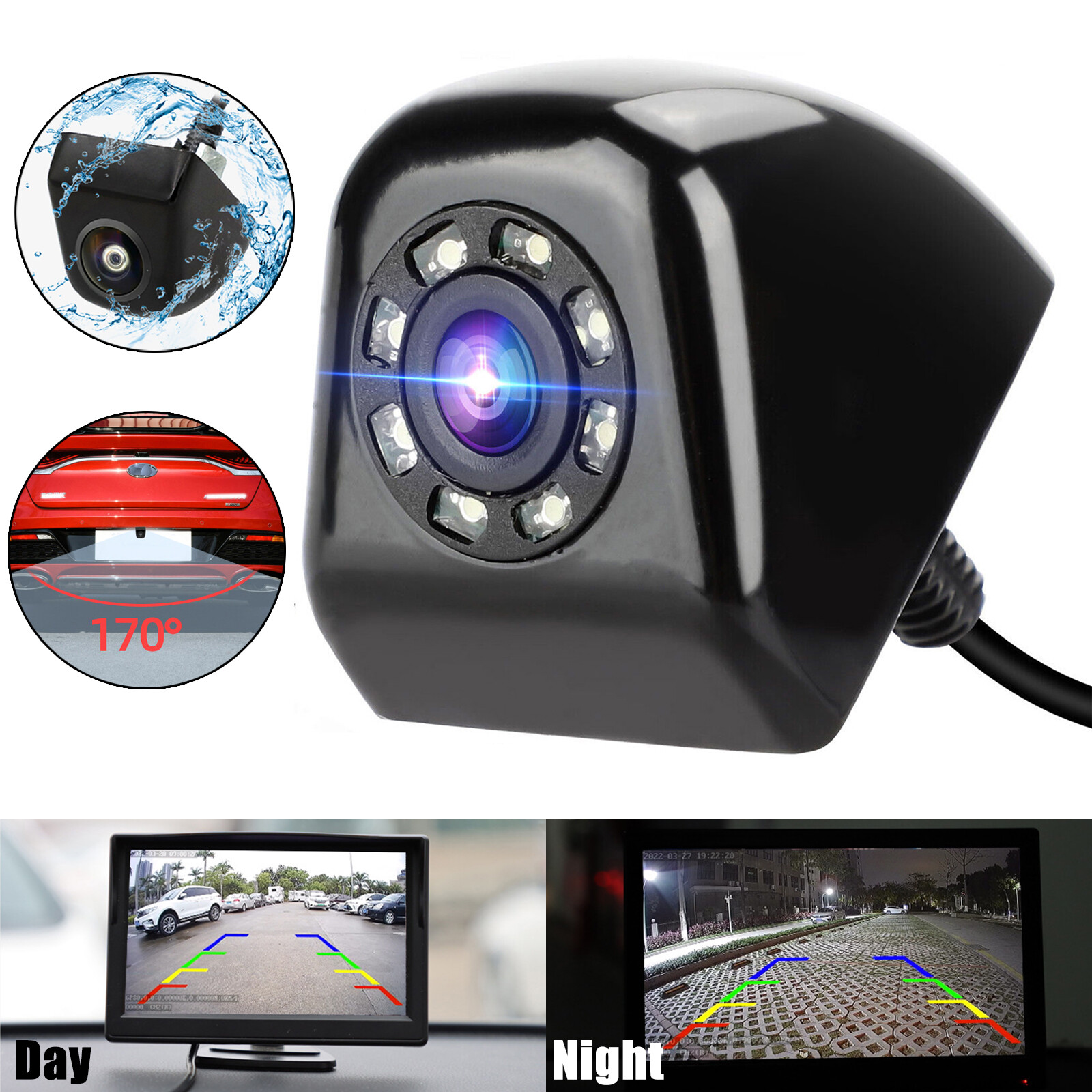 170° Car Rear View Reverse Camera HD Night Vision Parking Backup Cam Waterproof