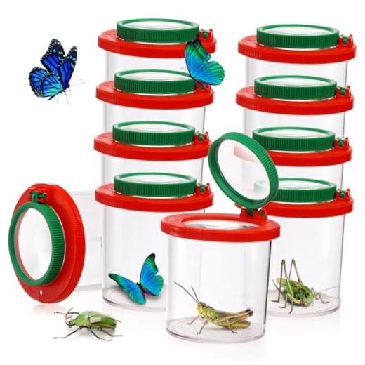 Set of 10 Insert Bug Viewer for Kids, Magnifying Insect Box, Bug Magnifier