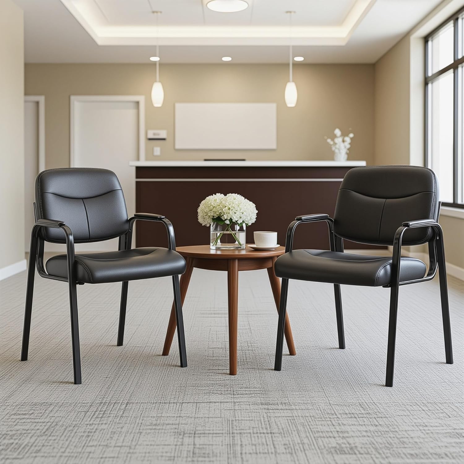 Luxury Leather Guest Chairs for Reception/Conference Rooms  2-Pack