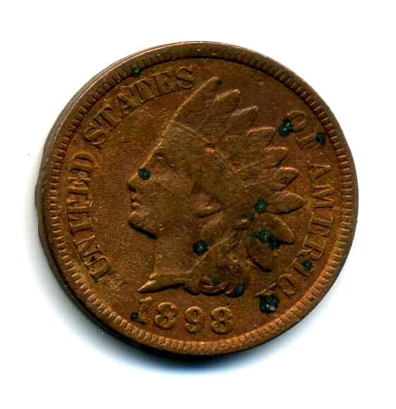 INDIAN HEAD CENT Head 1898 Circulated United States 1C PENNY 1 C Coin #8465