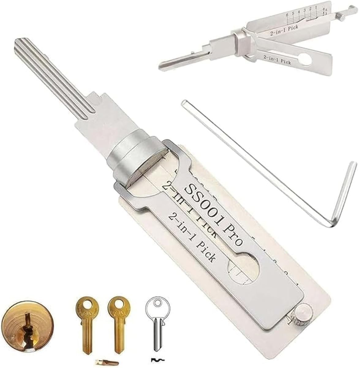 SS001 pro 2-in-1 Master Key Decoder Repair Tool, Stainless Steel Decoder Tool