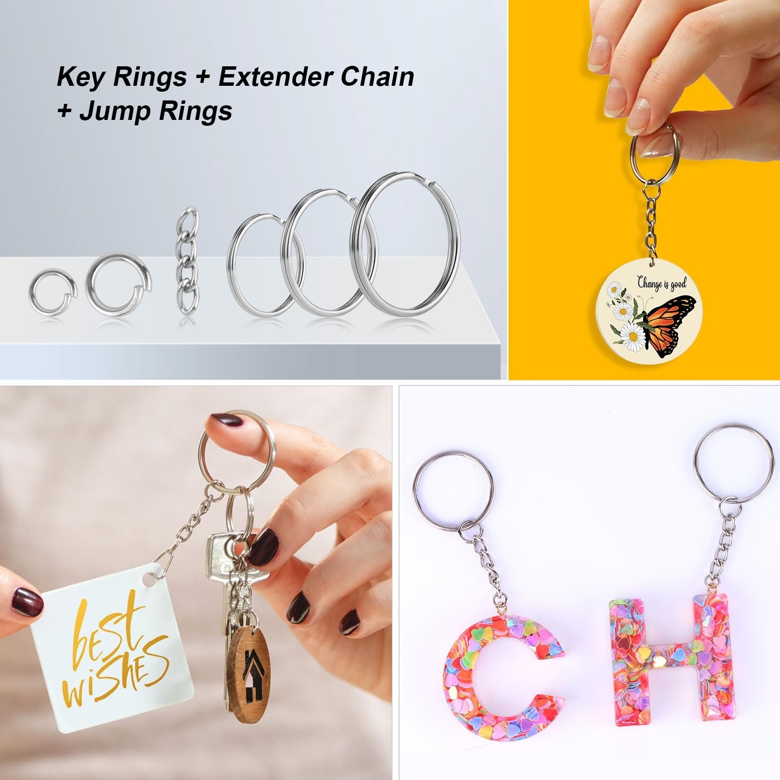 523PCS Keychain Making Kit, Keychain Making Supplies Including Keychains Clip...