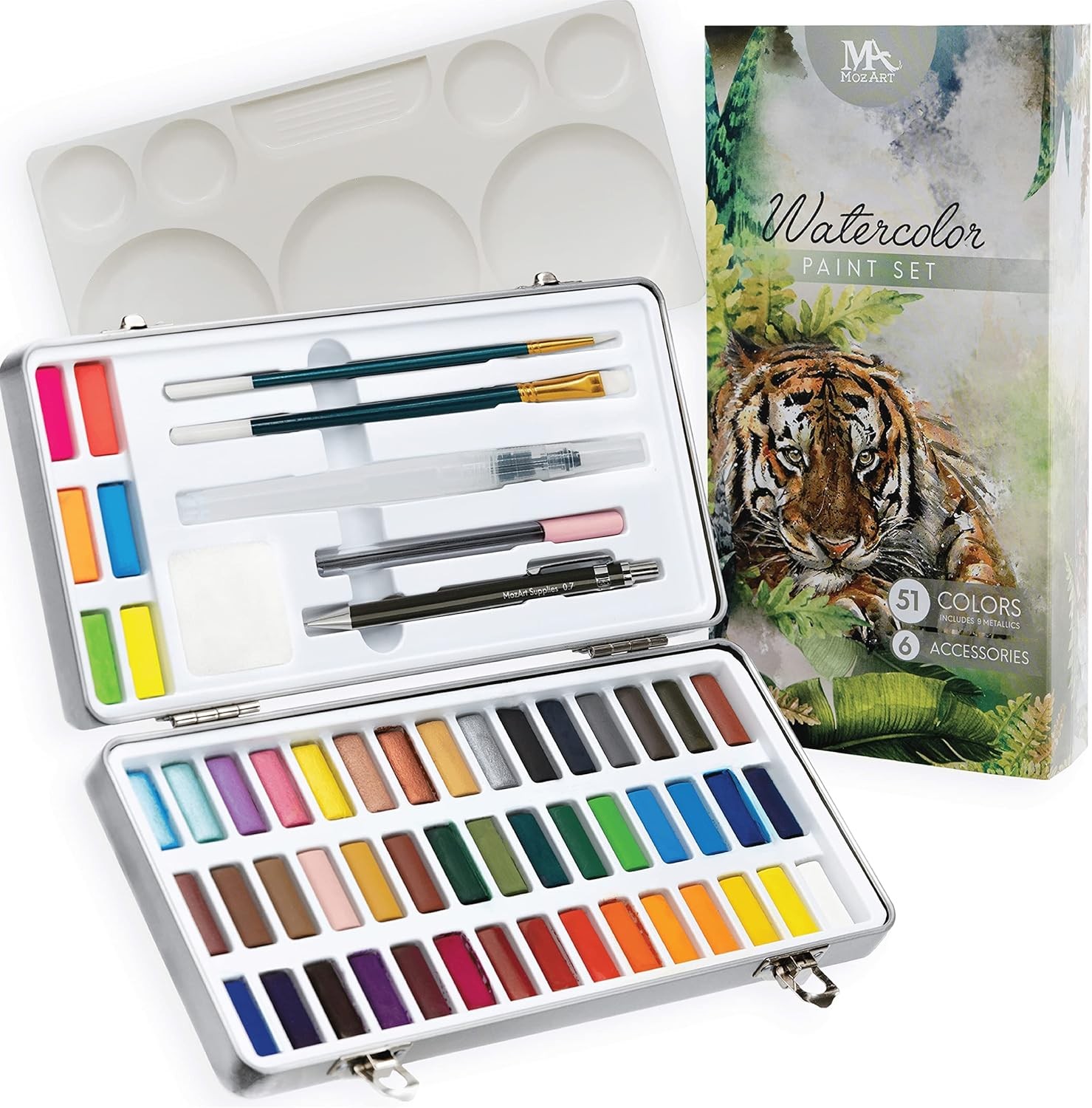 MozArt Supplies - Watercolor paint set 51 87 Piece Set, 51 Set