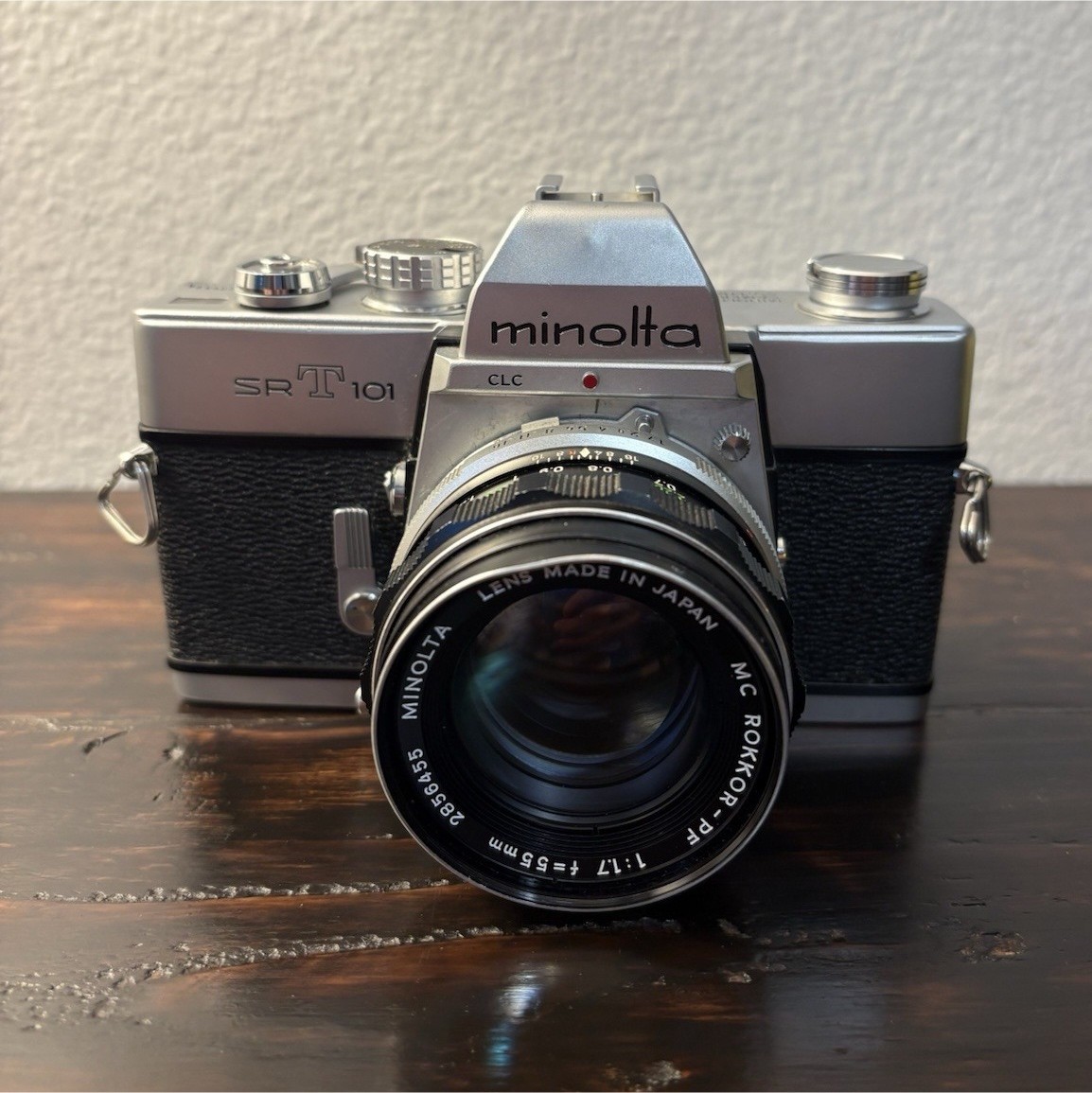 Minolta SRT 101 35mm SLR Film Camera Lot w/ Lens, Flash & Lens Case