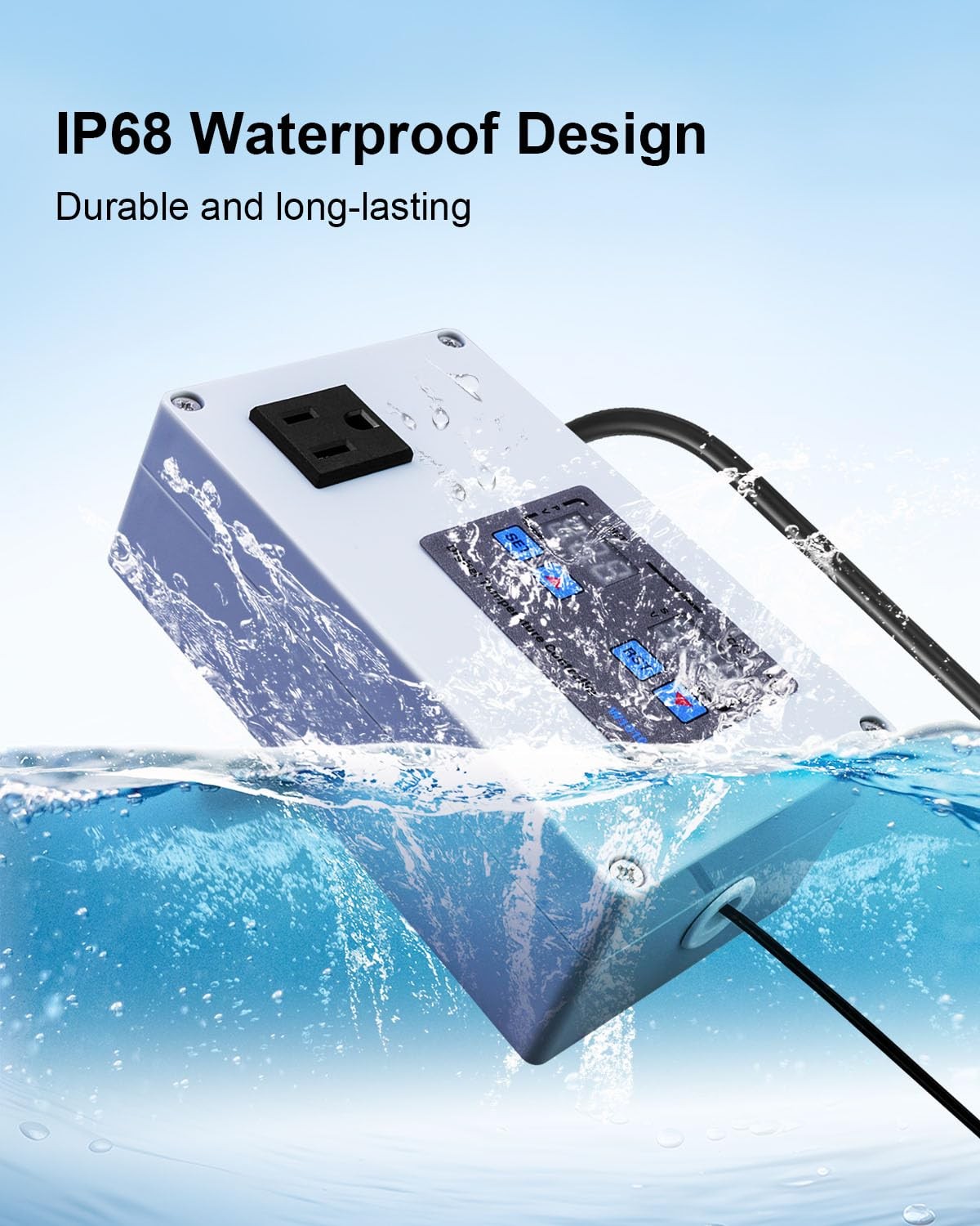 1100W Digital Temperature Controller, 110V 10A Thermostat Switch with Waterpr...