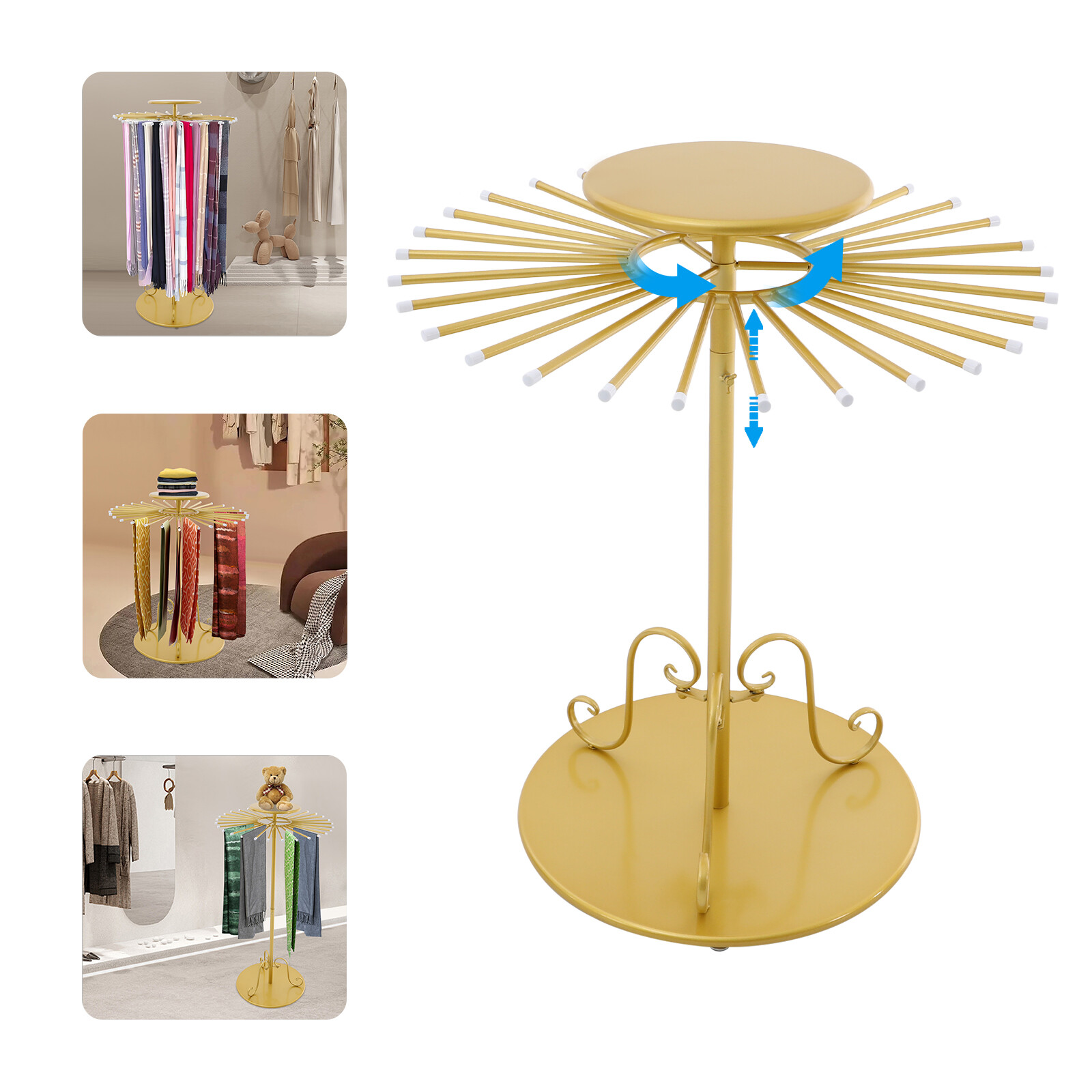 Floor-type Scarf Display Shelf Round Rotation Hanging Fabric Shawl Display Stand