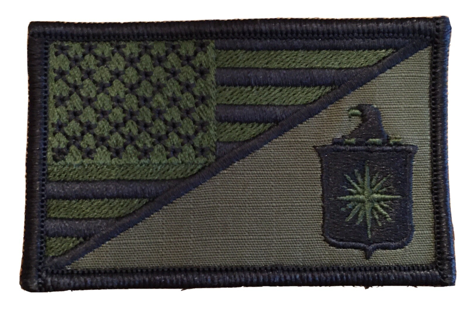 US CIA Flag Patch 3.5 X 2 Inch Hook And Loop - OD Green