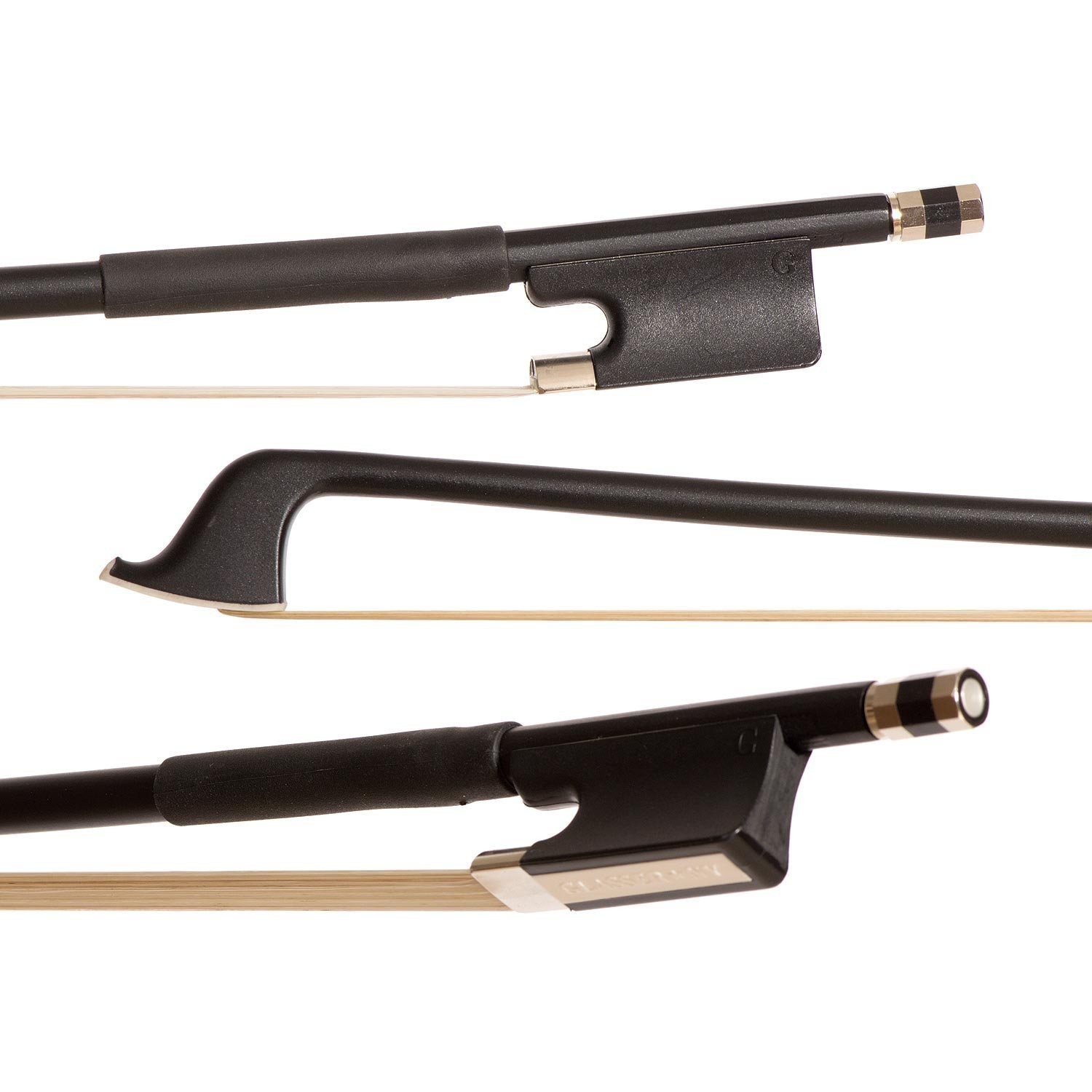 CELLO BOW FIBERGLASS HALF-LINED FROG LEATHERETTE GRIP - 3/4