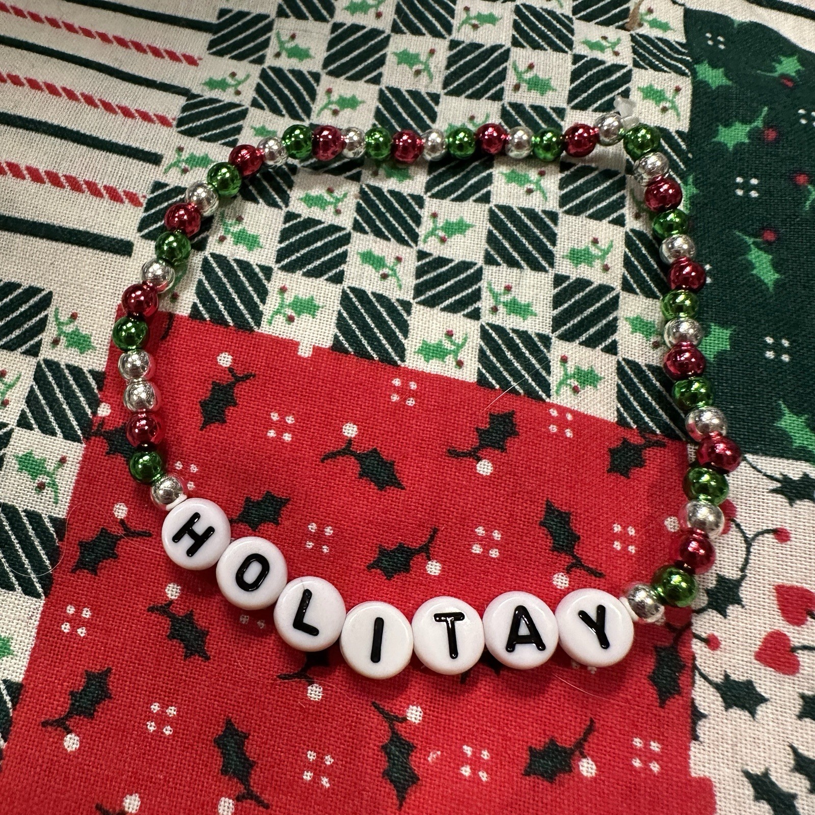 Friendship Bracelet Taylor Swift Holitay Red Green Silver Xmas Handmade Swiftie