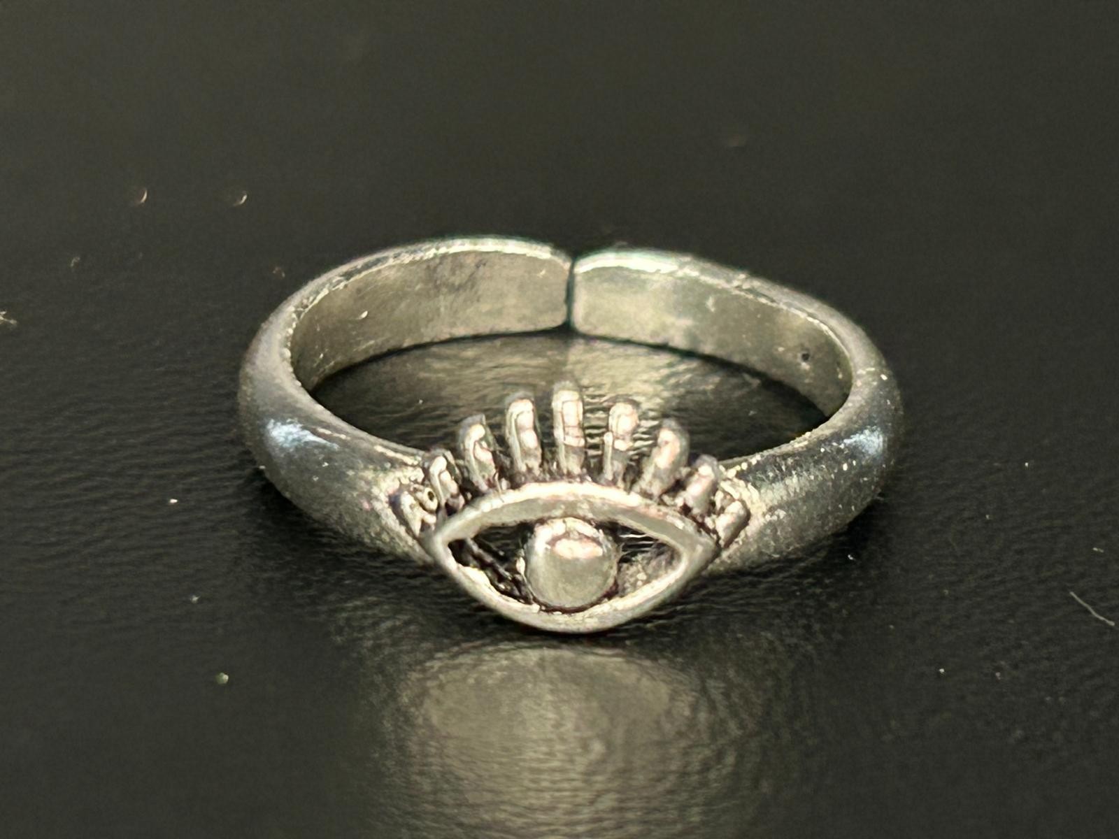 Genuine Sterling Silver Toe Ring Evil Eye Mati Nazar Protection Adjustable