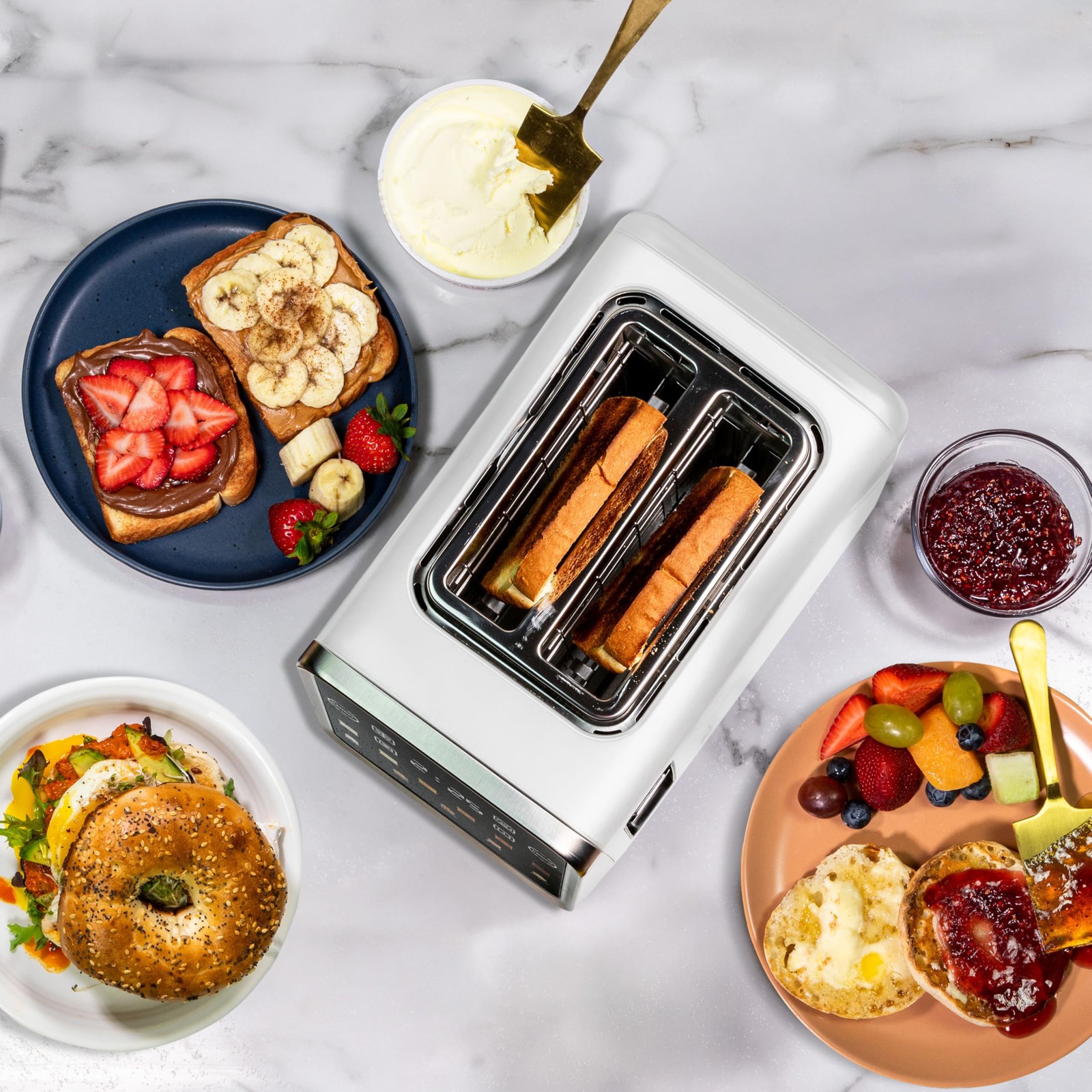 Inspirex Touch Screen Toaster - 2 Extra Wide Slots - 5 Bread Types and 6 Brownin