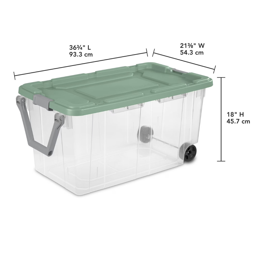 Extra Large Wheeled Storage Bin, 160 Quart Durable Clear Storage Container