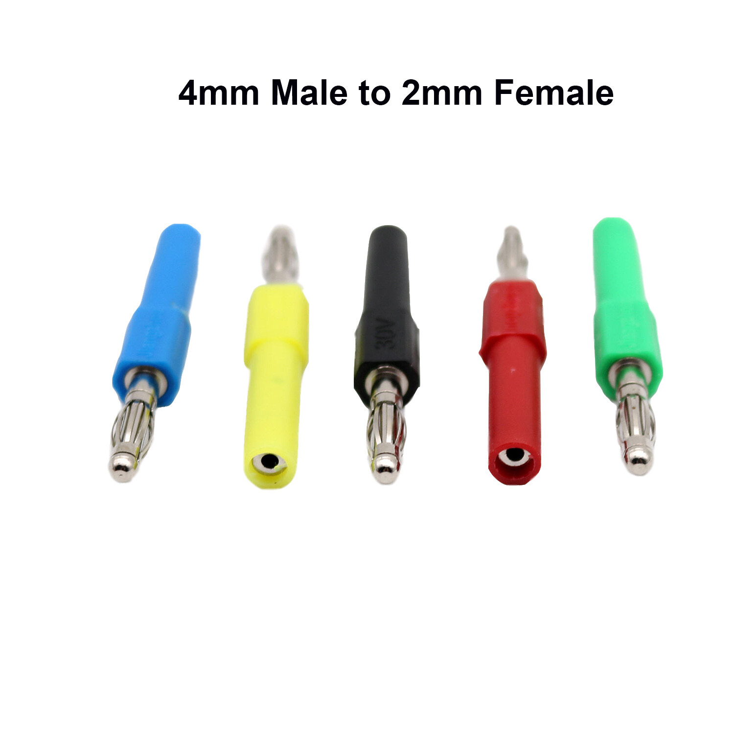5x 30V 4mm Male to 2mm Female Banana Plug Jack Test Probe Connectors Adapter 5C