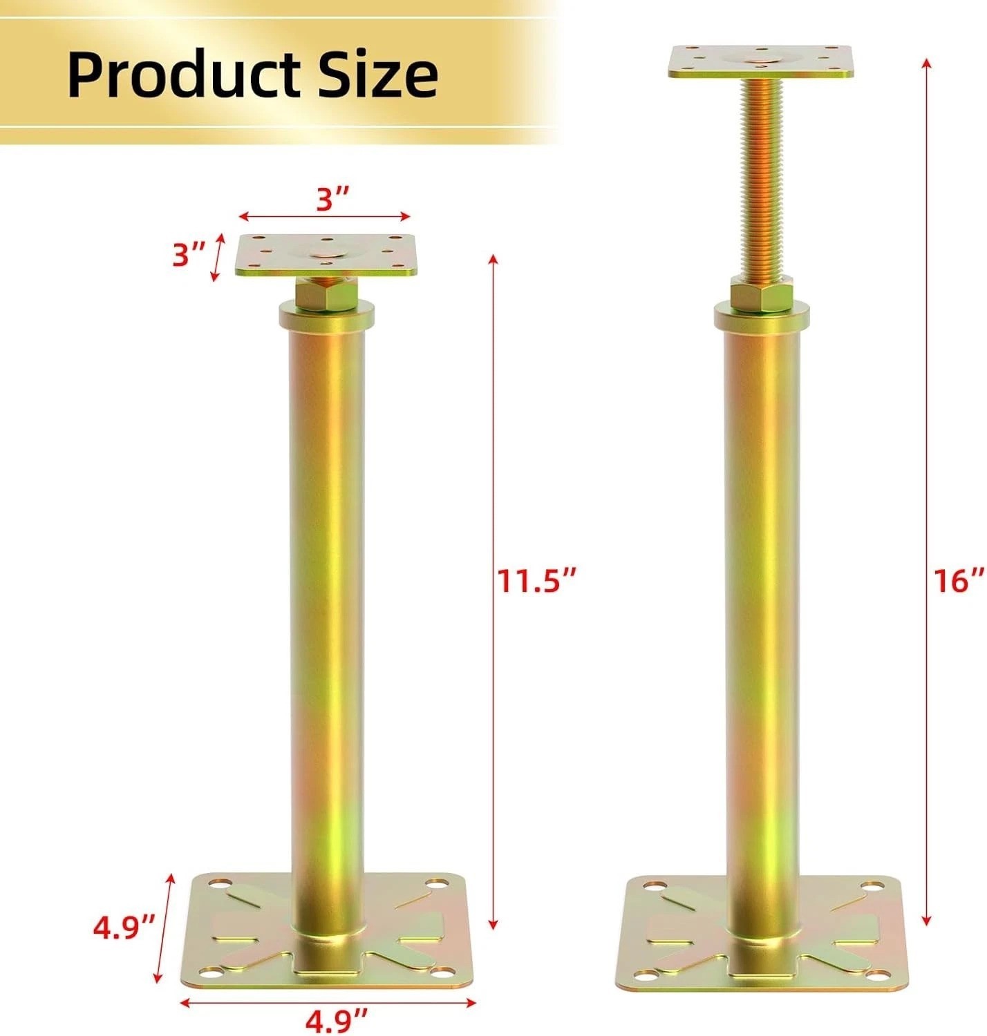 Professional Leveling Jacks 11-16 Inch - 6500 lbs Capacity for Construction
