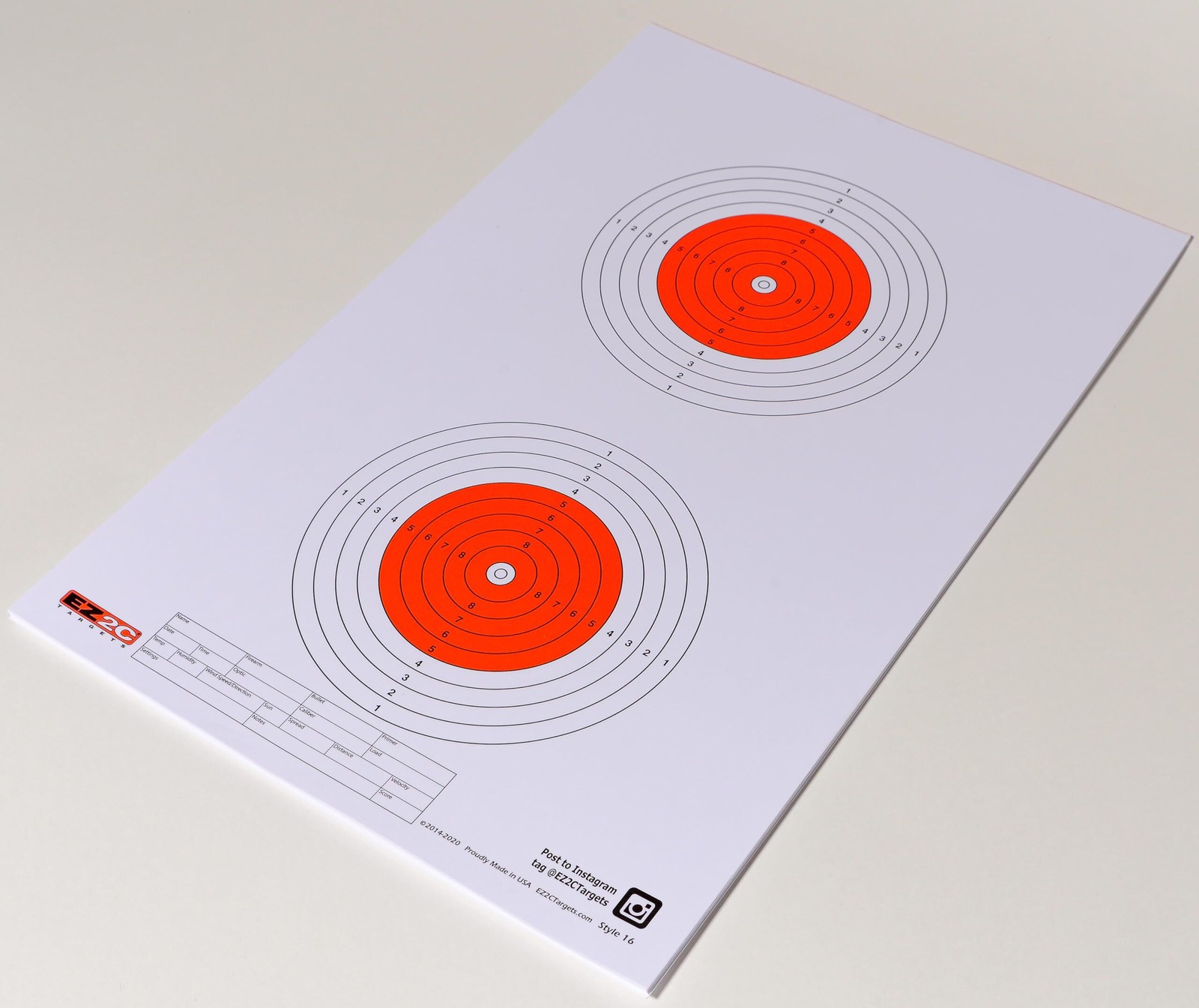 25 EZ2C Targets Style 16: 50-Meter Air Gun Shooting Paper Target 11"x17" (25 Cou