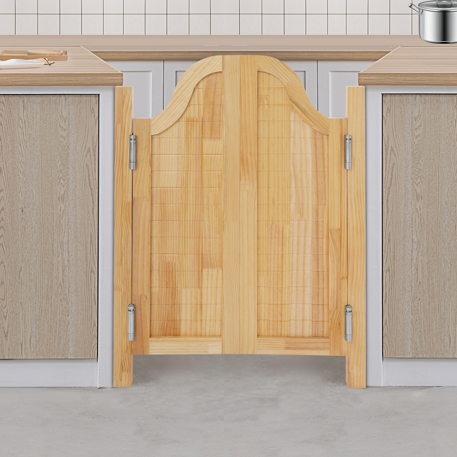 Partition Door Log Color Swing Solid Wood for Shop Entrance Waist Door 27.5x30in