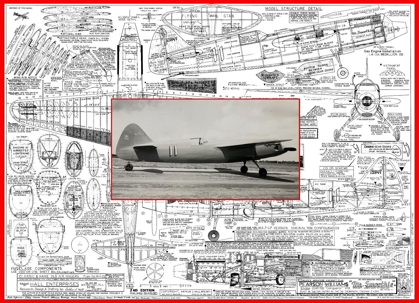 Model Airplane Plans UC/FF: Person-Williams "Mr Smoothie" 24" 1/12 Scale Racer