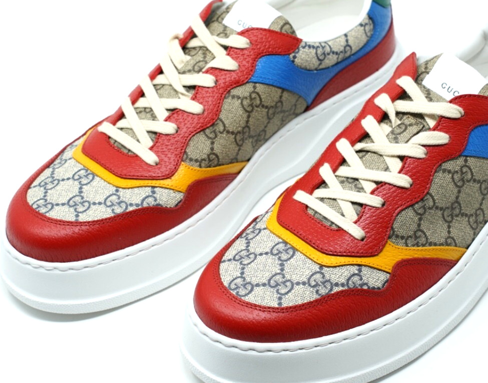 Gucci Mens Sneakers Shoes GG Trainers Red White Beige 726828 UK 13 US 13.5 909E