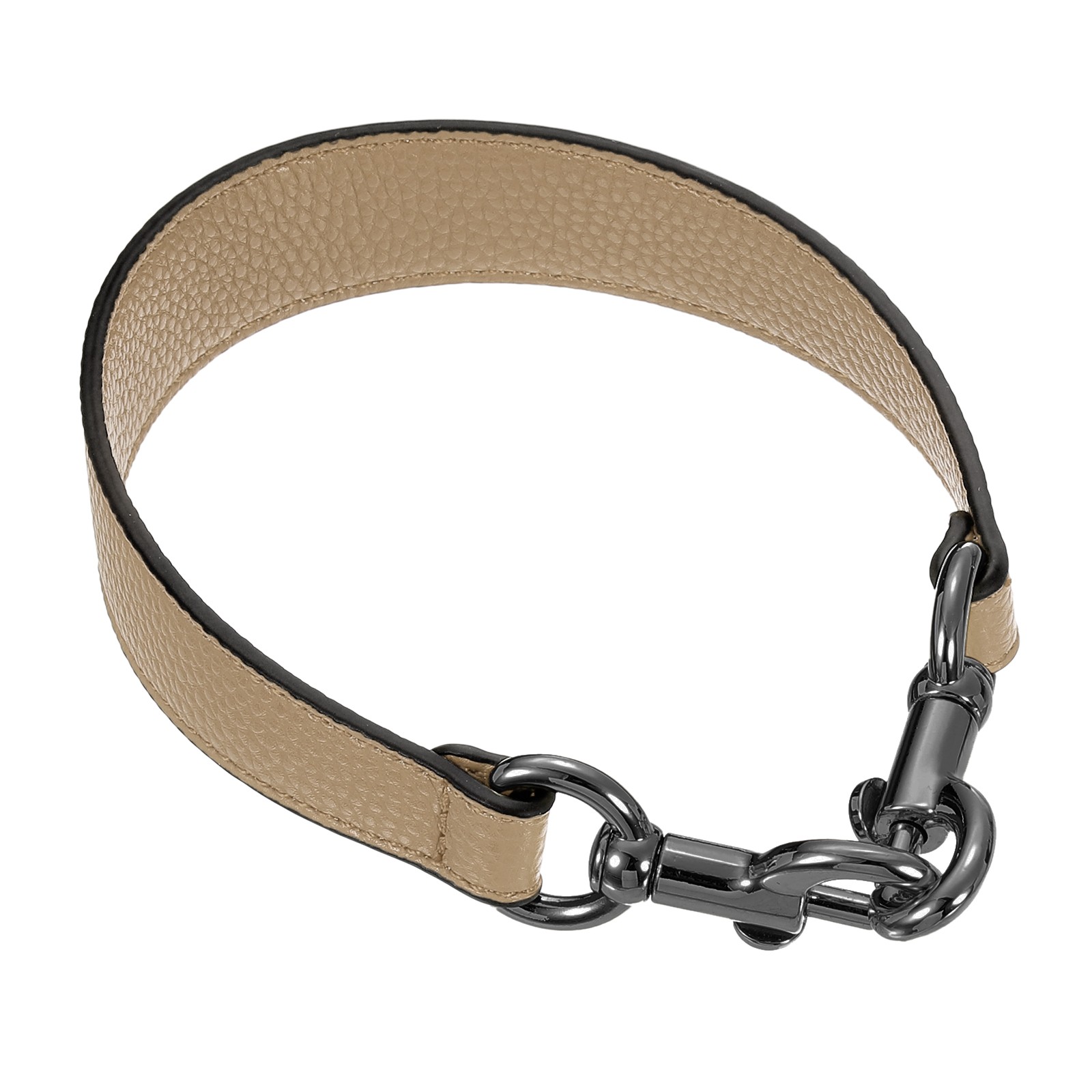 14.17 Inch PU Leather Short Bag Strap with Clasp, Tawny, Grey Buckle