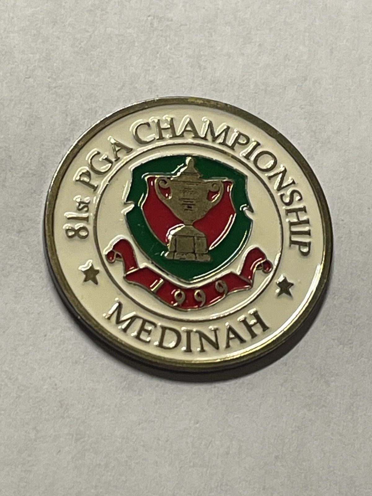 Rare 1999 PGA Championship 1" Coin Style Golf Marker - Tiger Woods Winner!
