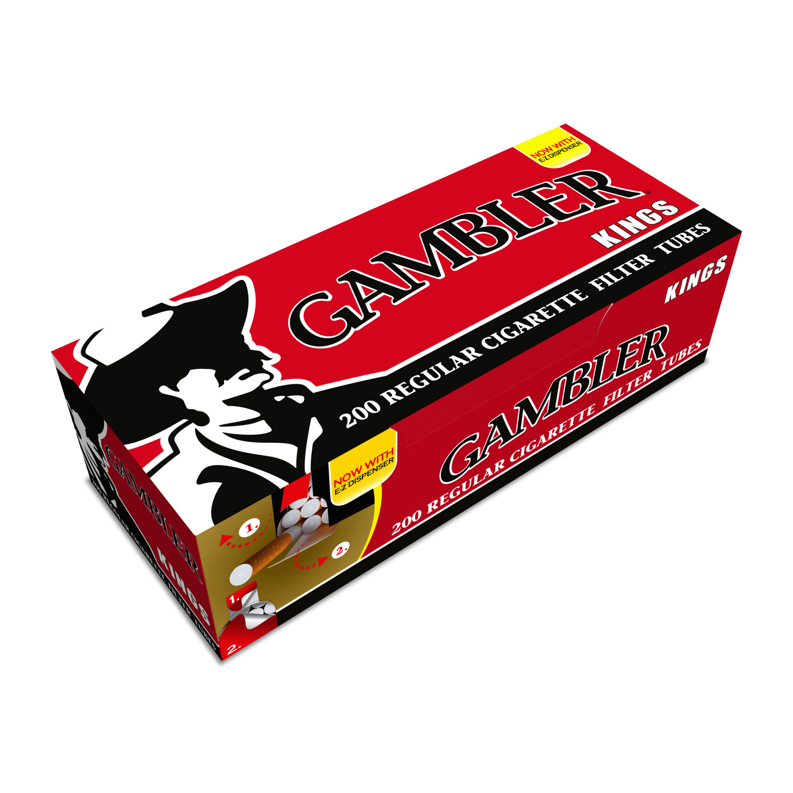 Gambler Tubes - King Size Regular Cigarette Filter Tubes (200 Per Box) 5 Boxes