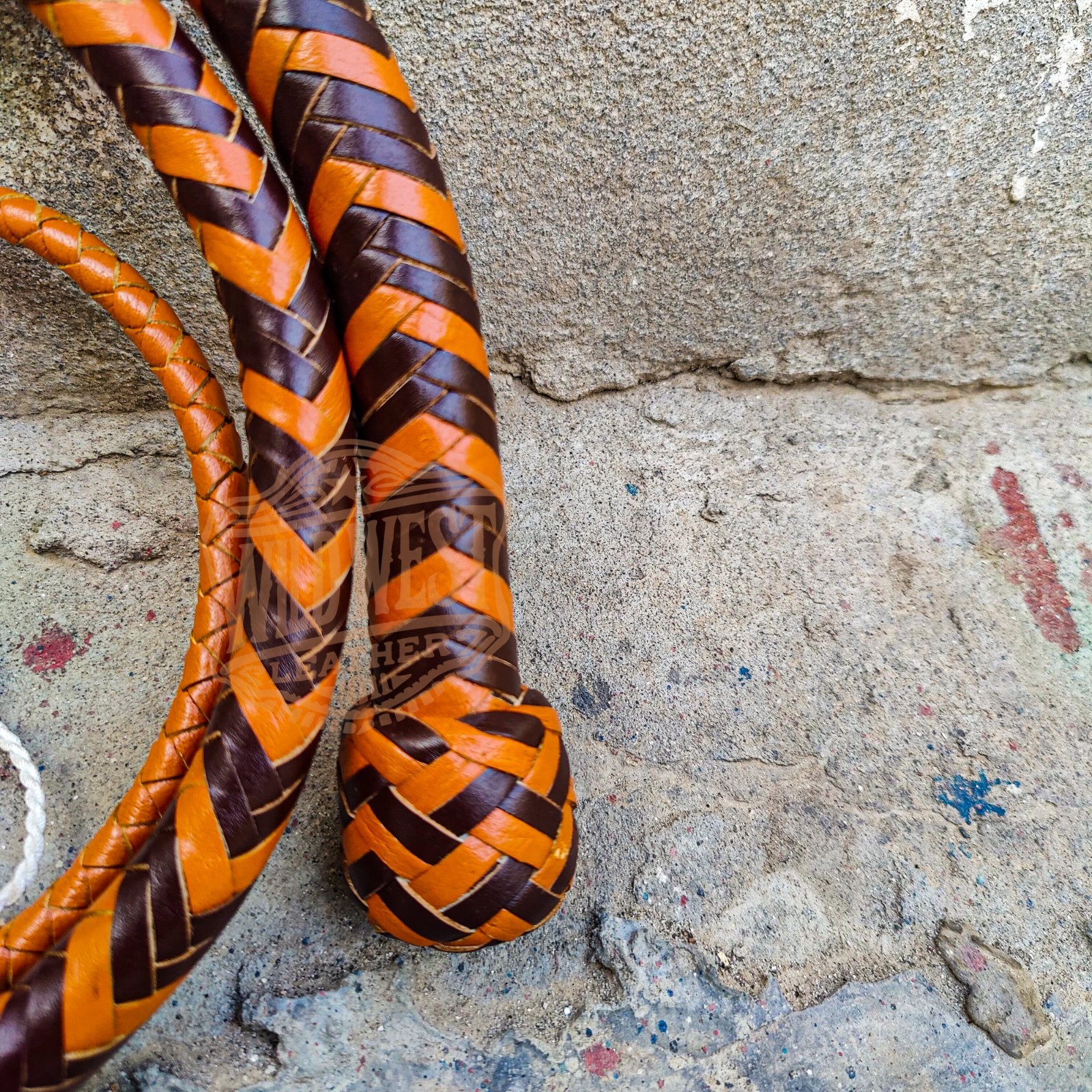 Hand Braided Cowhide Leather Snake Whip in Multi Color, 3ft to 16ft.