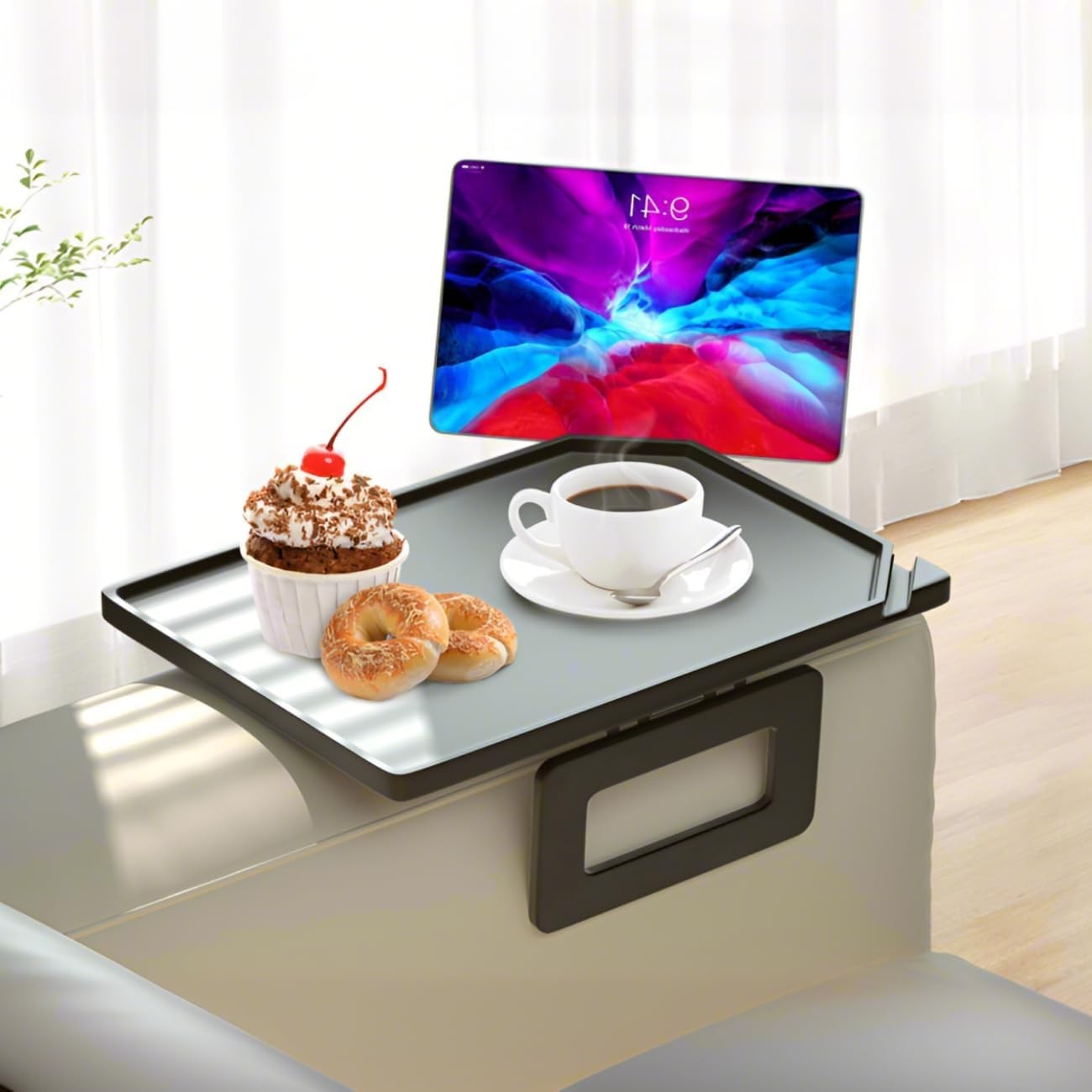 Couch Arm Tray Table Sofa Arm Clip, Armrest Tray Table Suitable for Home Drin...