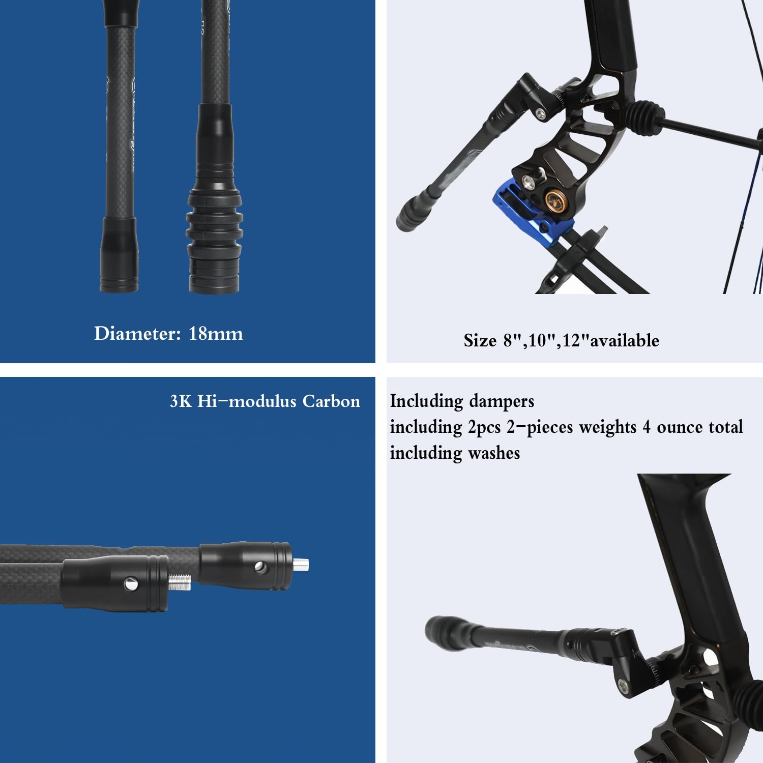 Archery Bow Stabilizer for Compound Bow Hunting 3K High Modulus Carbon Includ...
