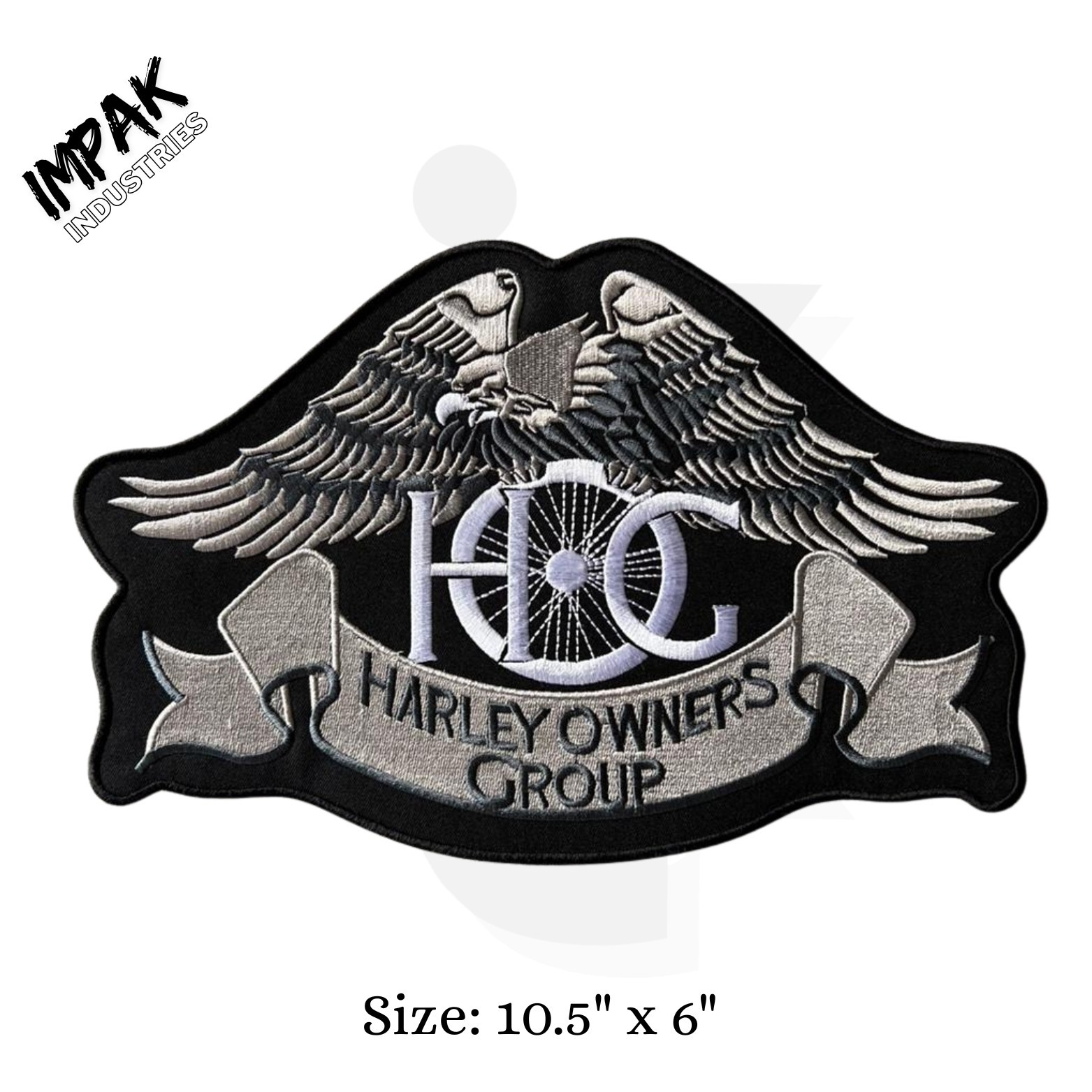Large Heritage Eagle Silver Patch Harley Davidson Owners Group H.O.G. 10.50 Inch