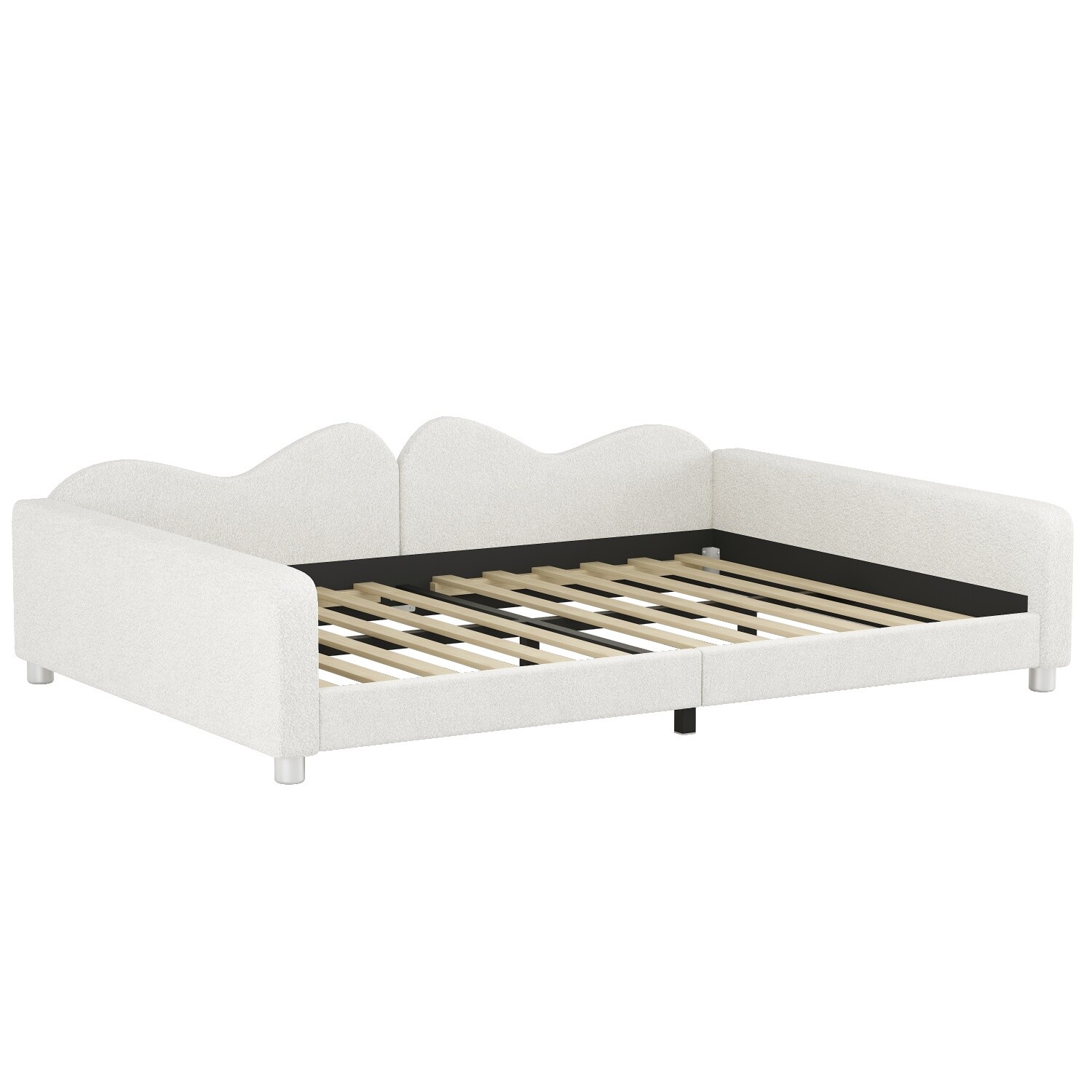 Full Size Daybed Upholstered Bed Frame Sofa Bed for Bedroom White/Gray